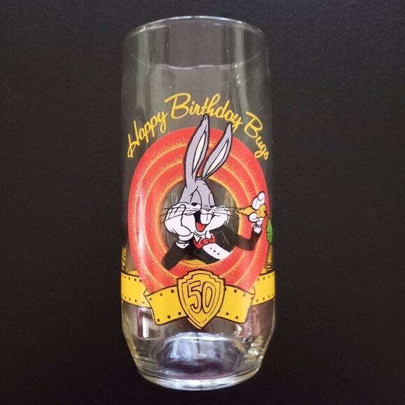 Warner Bros. Other - 1990 Bugs Bunny Glass Happy Birthday 50th Anniversary Warner Bros Vintage 1990